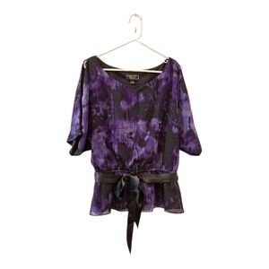 Dressbarn collection blouse top peplum  black elastic belt size 16